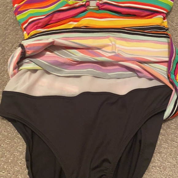 5 for $25 Lauren Ralph Lauren sunset stripe bandeau one-pice swimsuit - Picture 10 of 11
